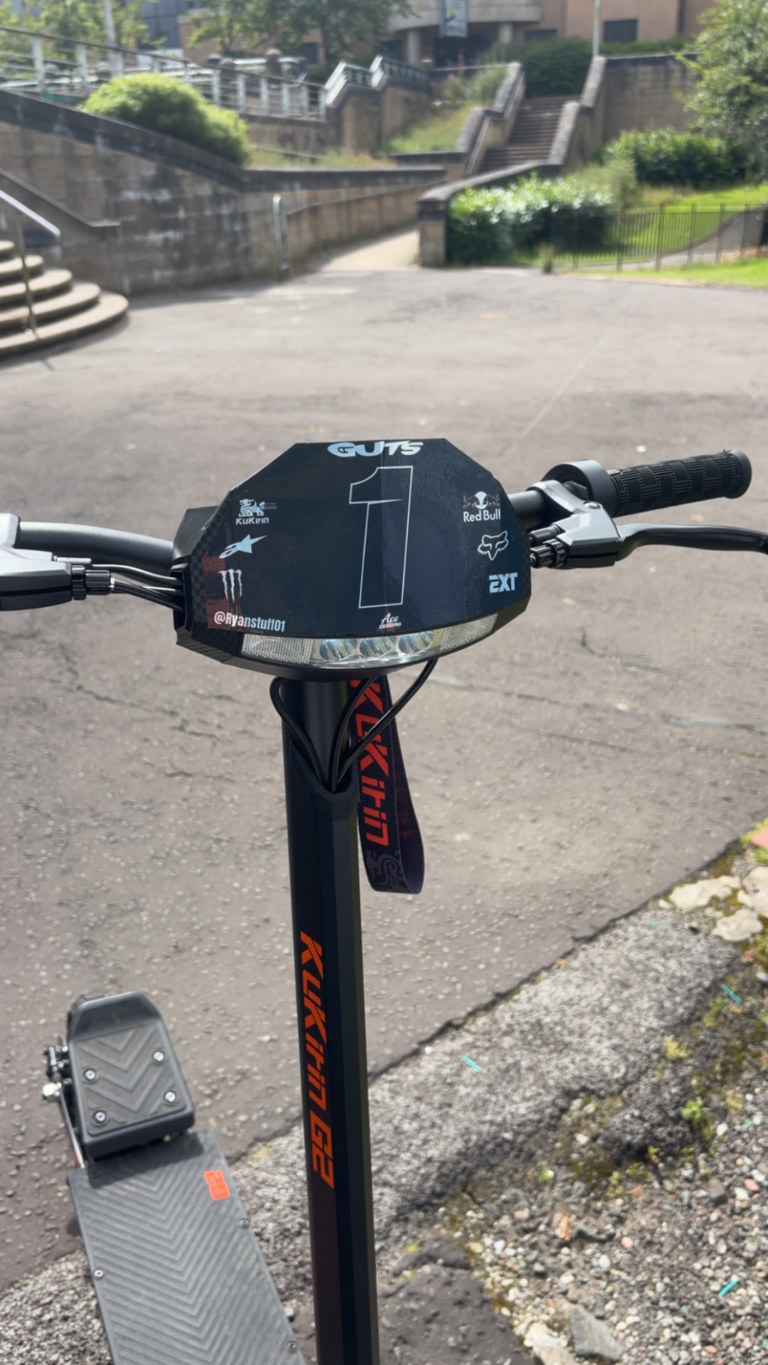 Custom decal fitted to a Kukirin G2 scooter